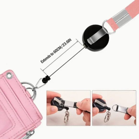 Hello Kitty Wallet Card Case ID Batch Holder Wallet Retractable Lanyard NWT - Picture 2 of 4